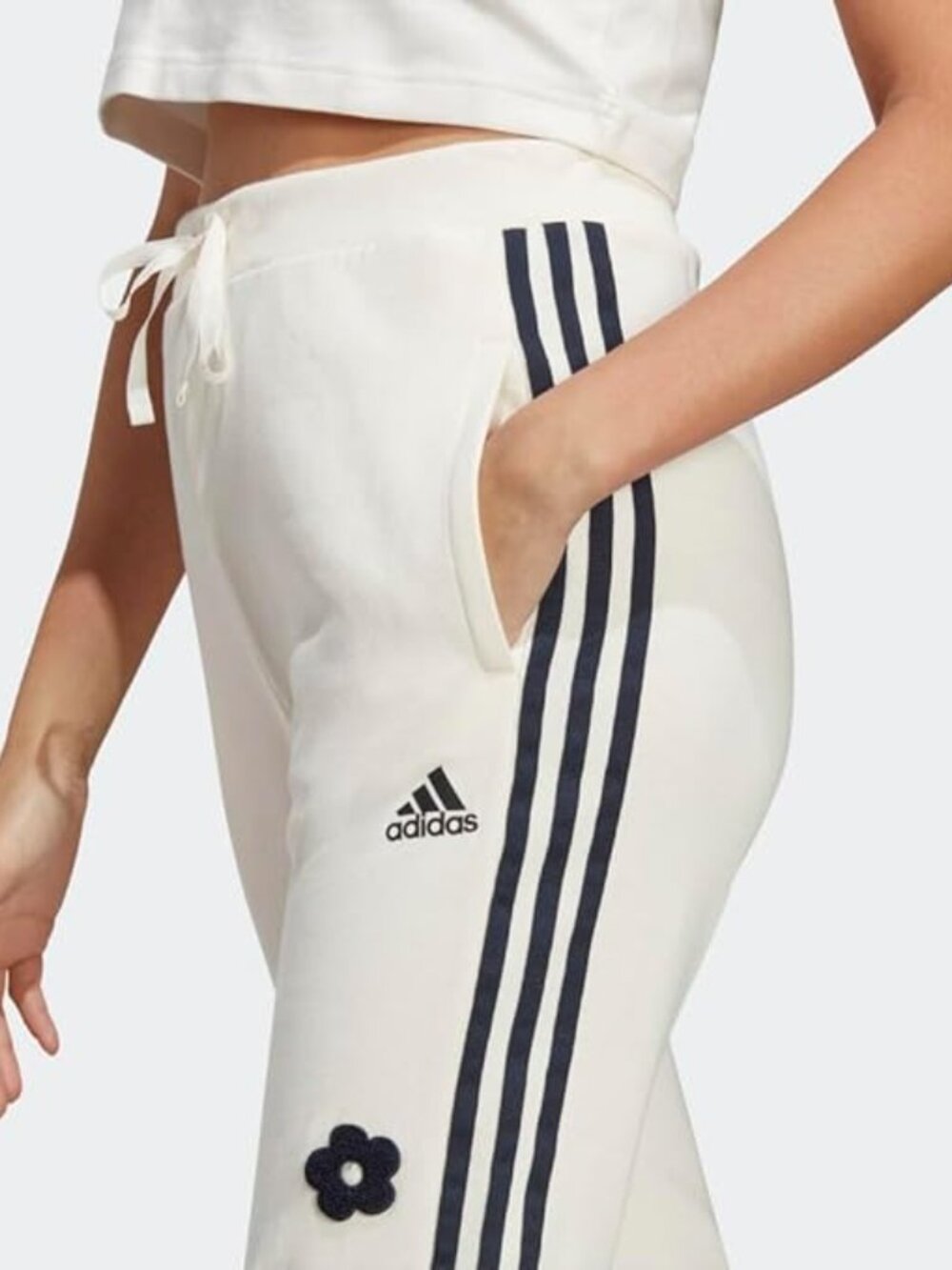 ADIDAS White Wide-Leg women’s 3 stripes track pants XL - Picture 3 of 6